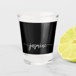 Minimalist Einfaches Schwarzes Monogramm Girly Sch Schnapsglas