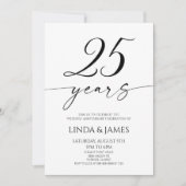 Minimalist Elegant 25th Wedding Anniversary Einladung (Vorderseite)