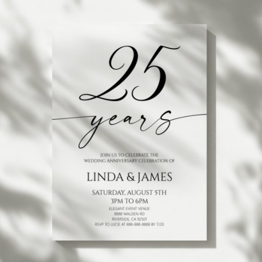 Minimalist Elegant 25th Wedding Anniversary Einladung