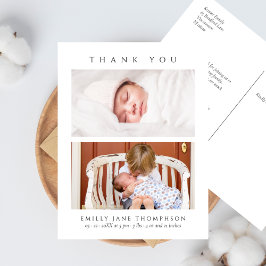 Minimalist Elegant 2 Photos Baby Shower Postkarte