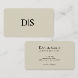 Minimalist Elegant Beige Monogram Initial Visitenkarte