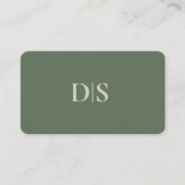 Minimalist Elegant Beige on Muted Green Initials Visitenkarte (Vorderseite)