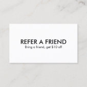 Minimalist Elegant Black and White Referral Card (Vorderseite)