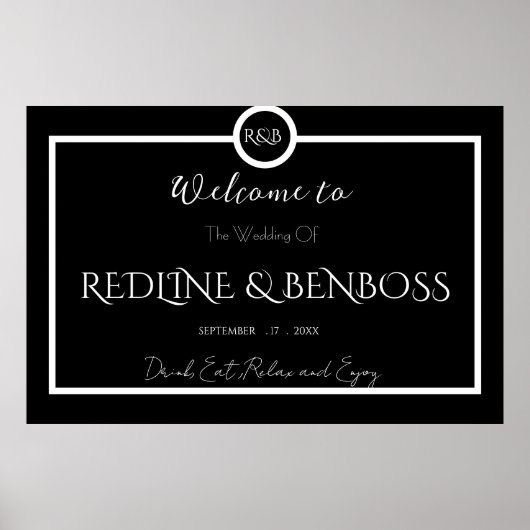 Minimalist Elegant Black and White Wedding Poster (Vorne)