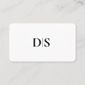 Minimalist Elegant Black on White Monogram Initial Visitenkarte (Vorderseite)