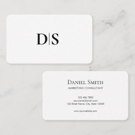 Minimalist Elegant Black on White Monogram Initial Visitenkarte