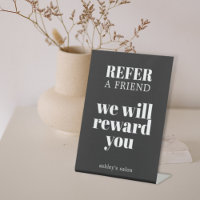 Minimalist Elegant Black White Salon Pedestal Sign