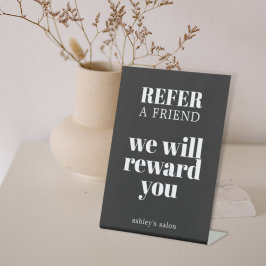 Minimalist Elegant Black White Salon Pedestal Sign Sockelschild