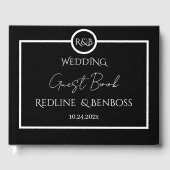 Minimalist Elegant Black & White Wedding Gästebuch (Vorderseite)
