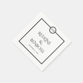 Minimalist Elegant Black & White Wedding Napkins Serviette (Ecke)