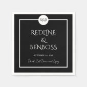 Minimalist Elegant Black & White Wedding Napkins Serviette (Vorderseite)