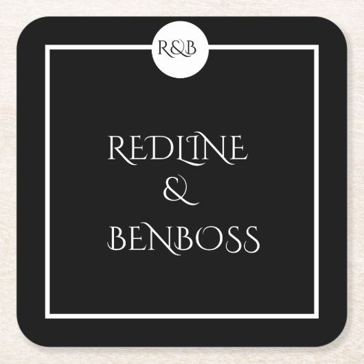 Minimalist Elegant Black & White Wedding Rechteckiger Pappuntersetzer (Vorderseite)