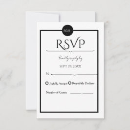 Minimalist Elegant Black & White Wedding RSVP Karte