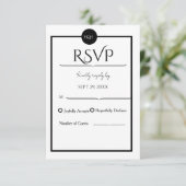 Minimalist Elegant Black & White Wedding RSVP Karte (Stehend Vorderseite)