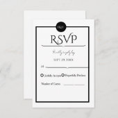Minimalist Elegant Black & White Wedding RSVP Karte (Vorne/Hinten)