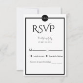 Minimalist Elegant Black & White Wedding RSVP Karte (Vorderseite)