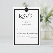 Minimalist Elegant Black & White Wedding RSVP Karte (Stehend Vorderseite)