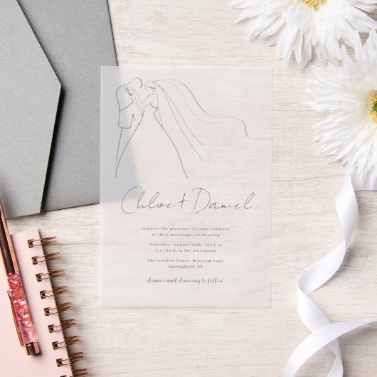 Minimalist Elegant Calligraphy Wedding Invitation Pergament Einladungen (Hochzeit)