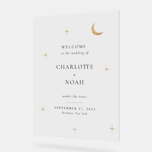Minimalist Elegant Celestial Wedding Welcome Acrylschild (Winkel)