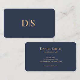 Minimalist Elegant Dark Blue Initial Professional Visitenkarte