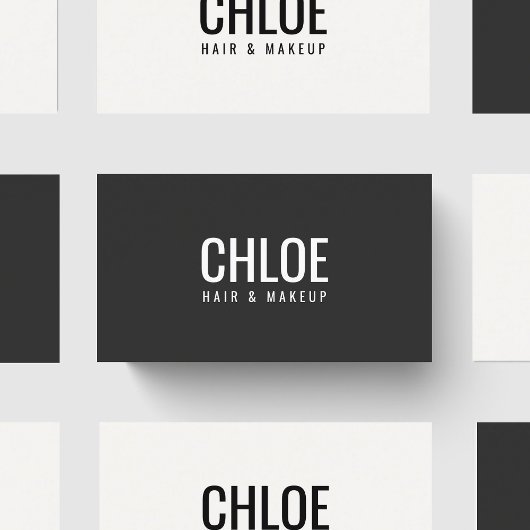 Minimalist Elegant Dark Grey White Bold Beauty Visitenkarte