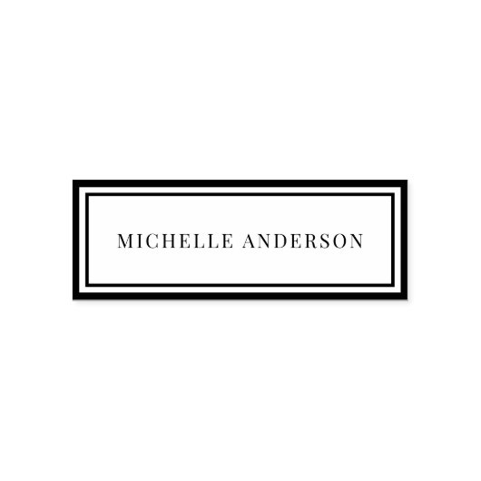 Minimalist Elegant Double Boarder Name  Permastempel (Design)