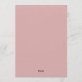 Minimalist Elegant Dusty Pink Wedding Einladung (Rückseite)