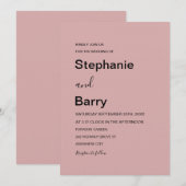 Minimalist Elegant Dusty Pink Wedding Einladung (Vorne/Hinten)