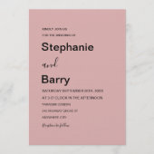 Minimalist Elegant Dusty Pink Wedding Einladung (Vorderseite)