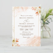 Minimalist Elegant Floral Orange QR Code Wedding Einladung (Stehend Vorderseite)