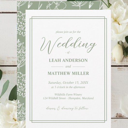 Minimalist Elegant Floral Wedding Invitation Einladung