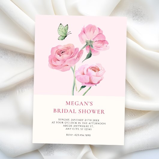 Minimalist elegant flower bridal shower einladung