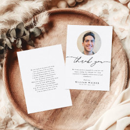 Minimalist Elegant Funeral Sympathy Memorial Photo Dankeskarte