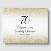 Minimalist Elegant Gold and Black 70th Birthday Gästebuch (Vorderseite)