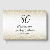 Minimalist Elegant Gold and Black 80th Birthday Gästebuch (Vorderseite)