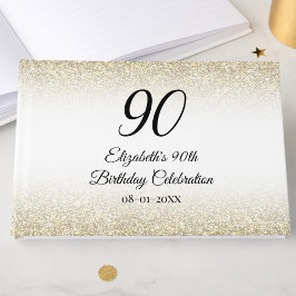 Minimalist Elegant Gold and Black 90th Birthday Gästebuch