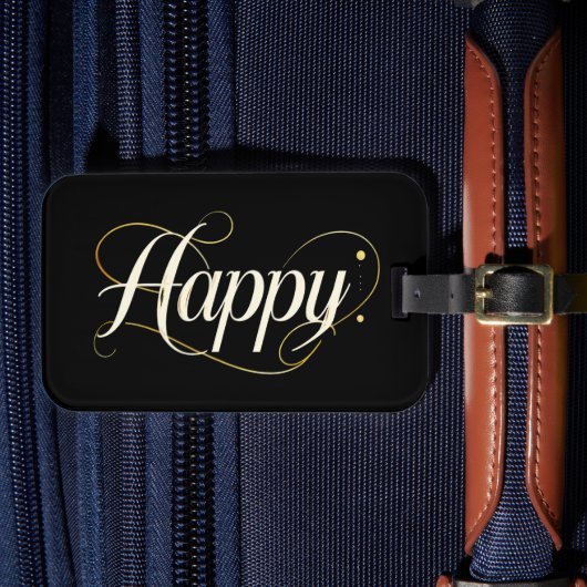 Minimalist Elegant Gold Happy Typography - Classy  Gepäckanhänger (Vorderseite Insitu 4)