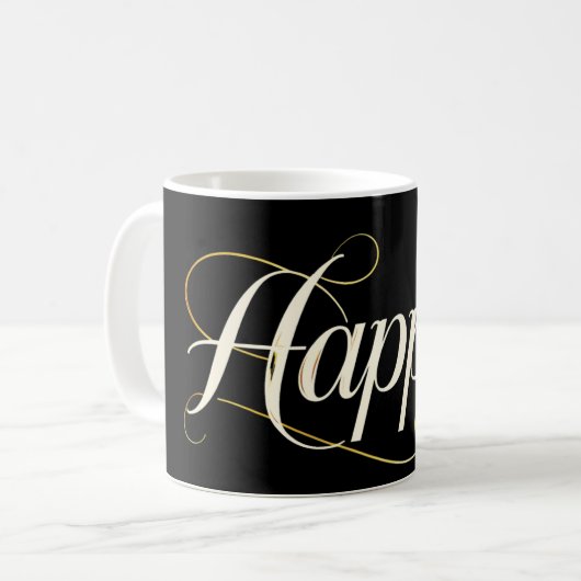 Minimalist Elegant Gold Happy Typography - Classy Kaffeetasse (Vorderseite Links)
