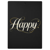 Minimalist Elegant Gold Happy Typography - Classy Klemmbrett (Rückseite)