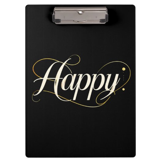 Minimalist Elegant Gold Happy Typography - Classy Klemmbrett (Vorderseite)