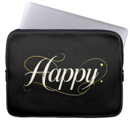 Minimalist Elegant Gold Happy Typography - Classy  Laptopschutzhülle