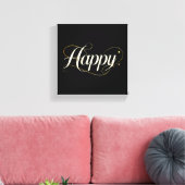 Minimalist Elegant Gold Happy Typography - Classy  Leinwanddruck (Insitu (Wohnzimmer))