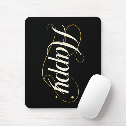 Minimalist Elegant Gold Happy Typography - Classy Mousepad (Mit Mouse)