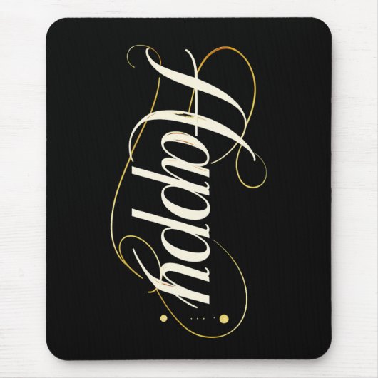 Minimalist Elegant Gold Happy Typography - Classy  Mousepad (Vorne)