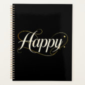 Minimalist Elegant Gold Happy Typography - Classy  Planer (Vorderseite)