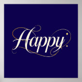 Minimalist Elegant Gold Happy Typography - Classy  Poster (Vorne)