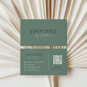 Minimalist Elegant Modern Sage Green QR Code Visitenkarte