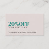 Minimalist Elegant Pastel Beige Green Salon Shop Rabattkarte (Vorderseite)
