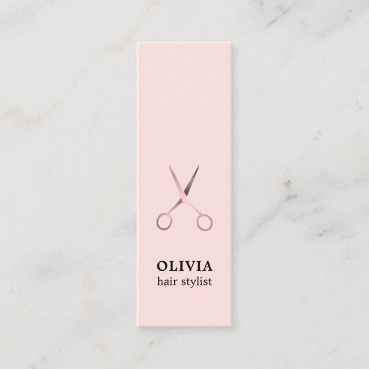 Minimalist Elegant Pastel Faux Metal Scissors Mini Visitenkarte (Vorderseite)