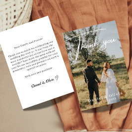 Minimalist Elegant Photo Wedding Thank You Note Dankeskarte